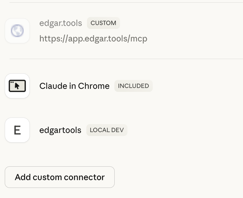 EdgarTools MCP Connected